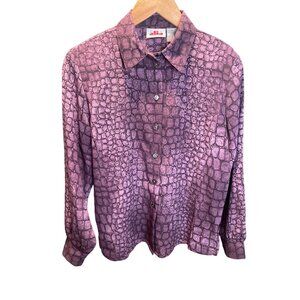 Alia Purple Crocodile Print Button-Down Shirt Size 6P Long Sleeve Top